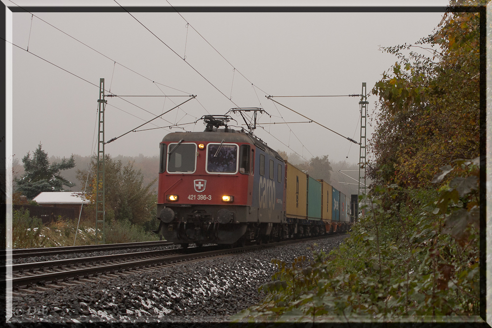 421 396 mit einem Container Zug am 15.10.15 hier in Plauen 