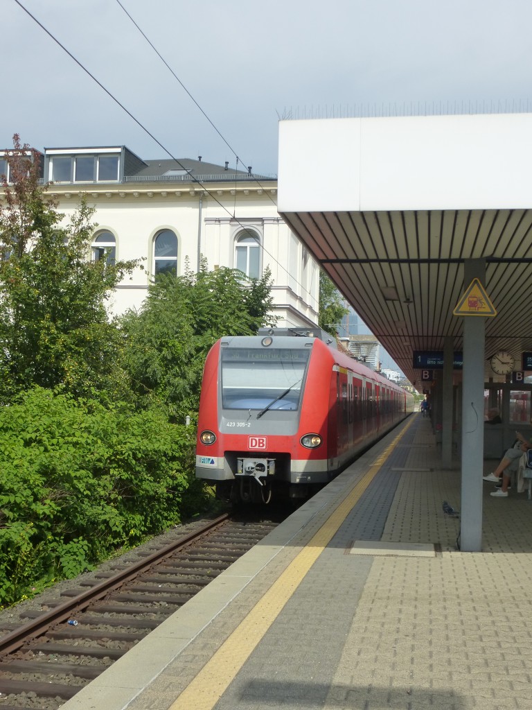 423 305-2 fhrt hier am 23.08.2013 im Bahnhof Frankfurt/Main Sd ein.