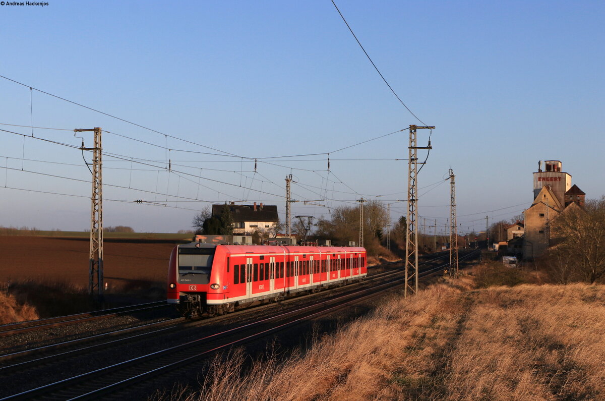 425 045-2 als RB 58115 (Würzburg Hbf – Treuchtlingen) bei Herrnberchtheim 23.2.22