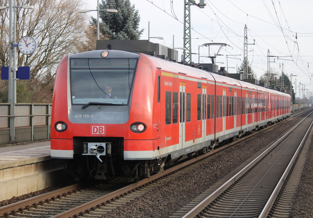 425 155-9 als S1 von Haste/Hannover nach Minden bei der Einfahrt in Dedensen/Gümmer.11.01.2020