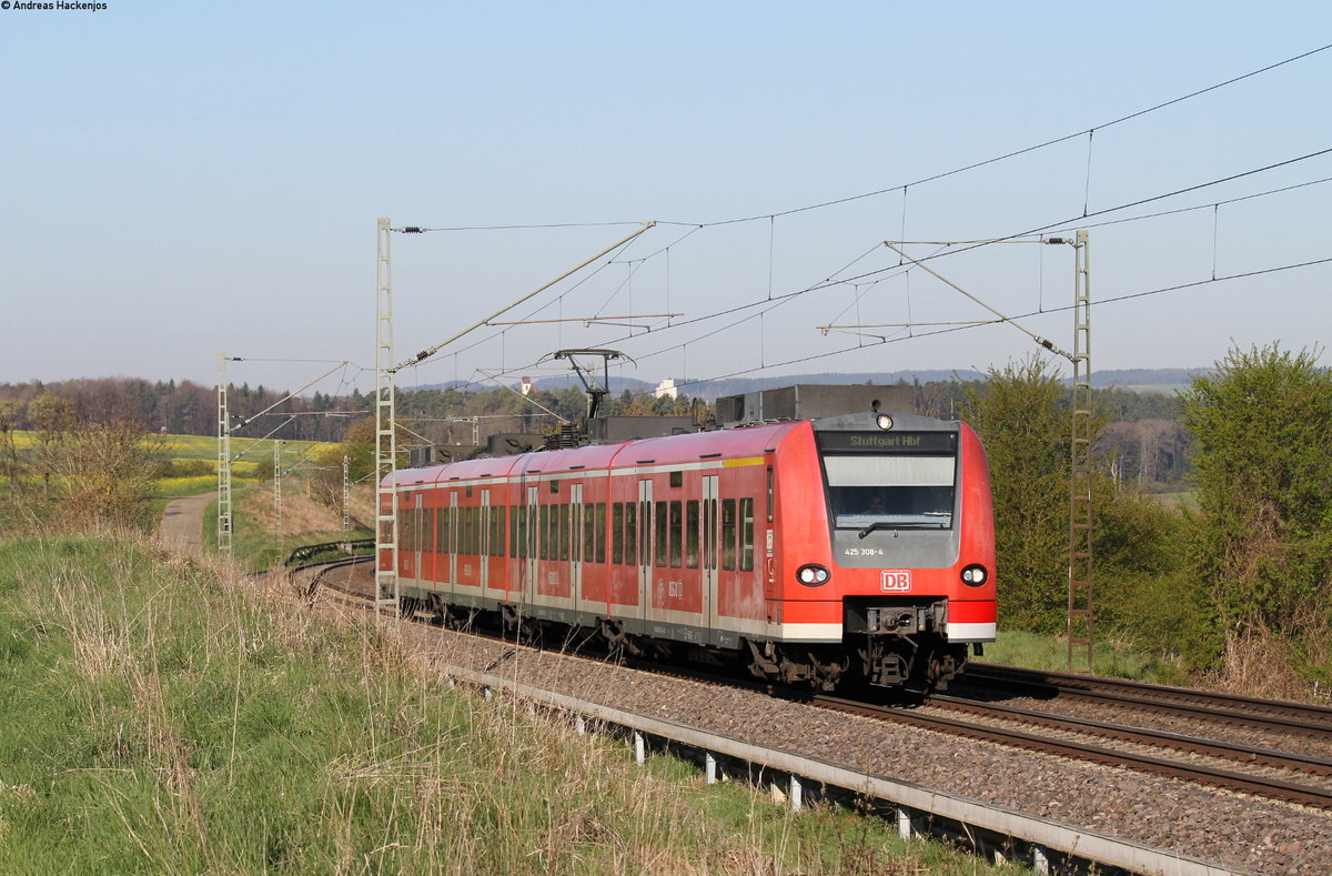 425 308-4 als RE 19082 (Rottweil-Stuttgart Hbf) bei Eutingen 24.4.17