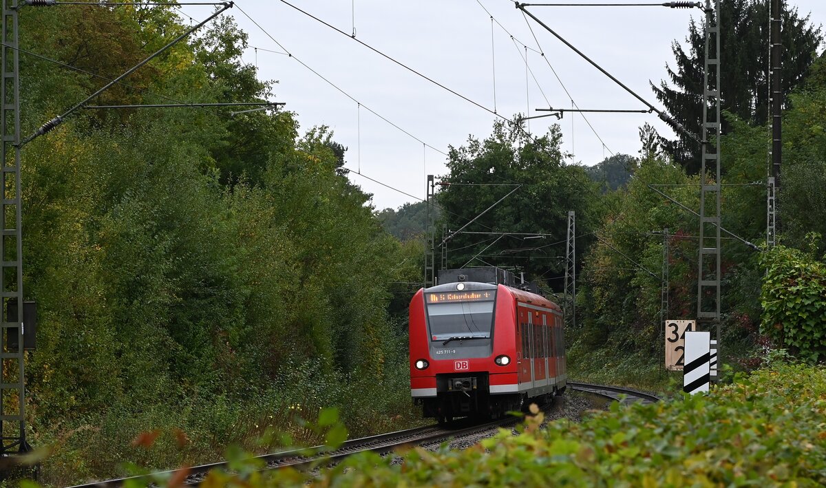 425 711-9  bei der Einfahrt in Neckargerach  am 6.10.2020 .                              
