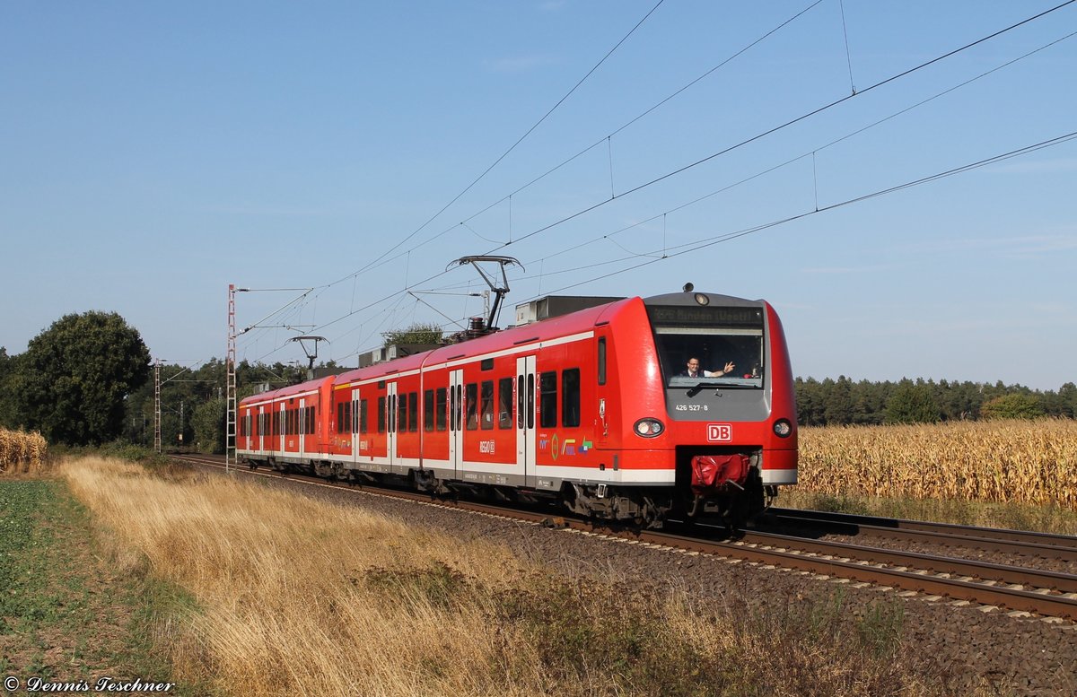 426 527-8 + 426 518-7 der DB mit RB 76 nach Minden (Westfa.) am 26.09.2016 bei Rohrsen