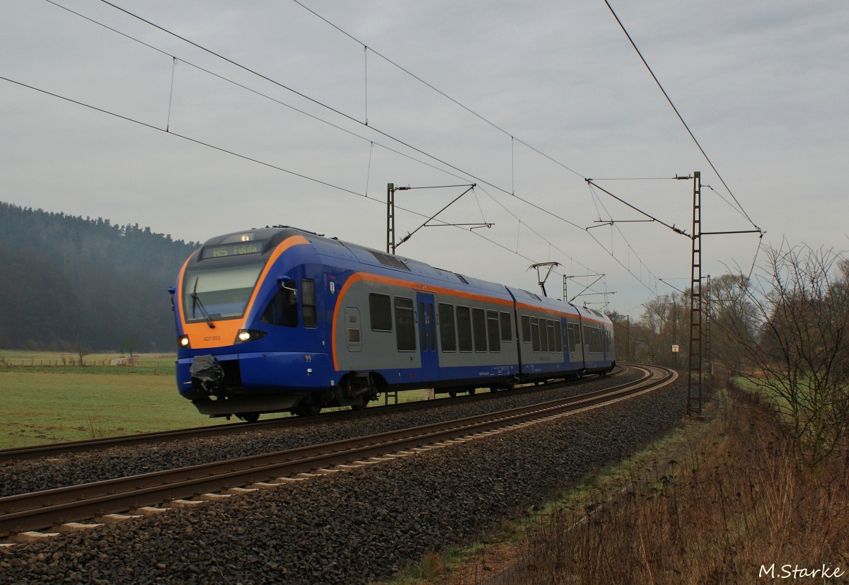 427 055 Cantus Linie 5 nach Fulda am 18.02.14 bei Hermannspiegel.
