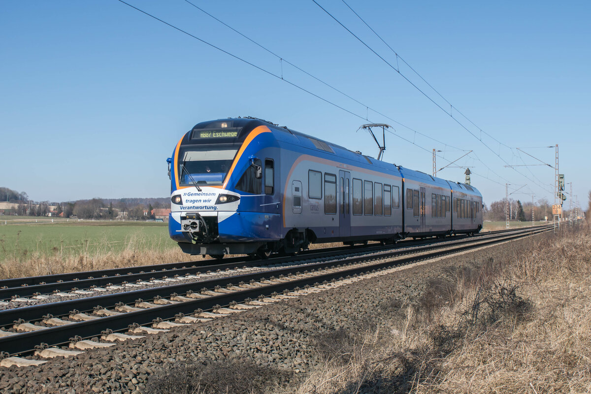 427 639-0 als RB87 ist am 09.03.2022 bei Friedland in Richtung Eschwege unterwegs.