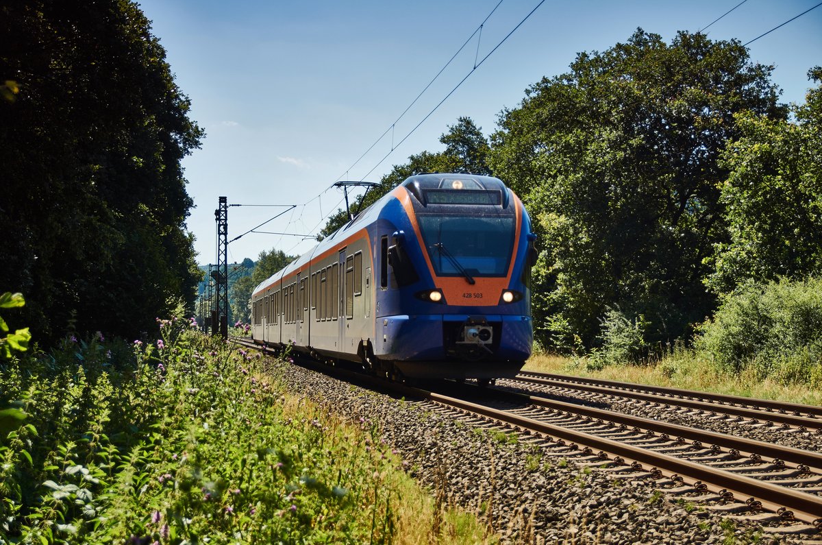 428 503 -Cantus- ist als R5 von Fulda komment nach Kassel/Hbf. am 20.07.16 unterwegs.Abgelichtet bei Burghaun.
