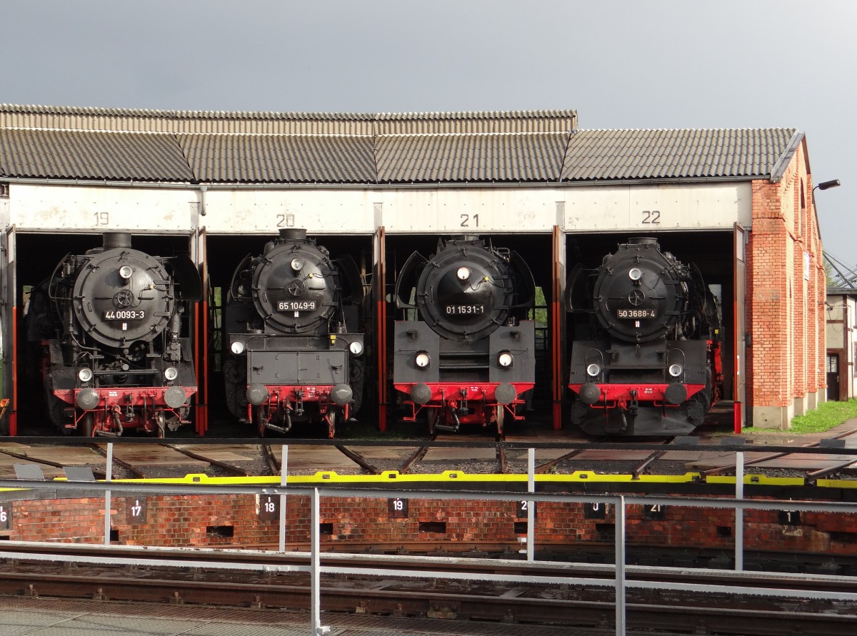 44 0093-3, 65 1049-9, 01 1531-1 und 50 3688-4 zu sehen am 20.09.2014 beim BW-Fest in Arnstadt
