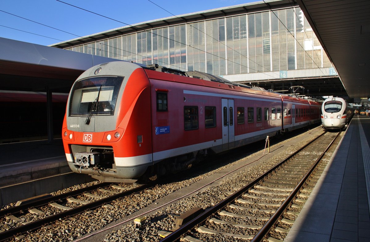 440 513-0  Stadt Nördlingen  verlässt am 13.8.2017 als RB57042 nach Donauwörth den Münchener Hauptbahnhof.
