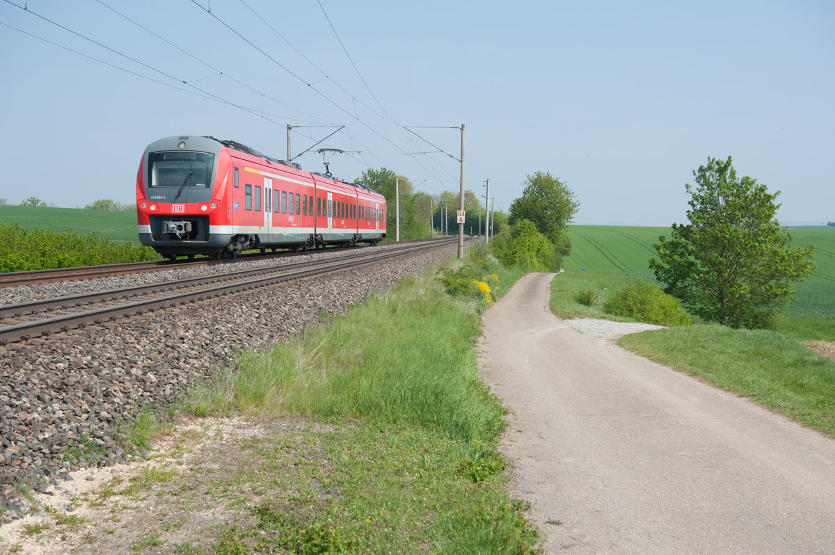 440 804 als RB 58113 von Würzburg Hbf nach Treuchtlingen bei Steinach, 02.05.2019