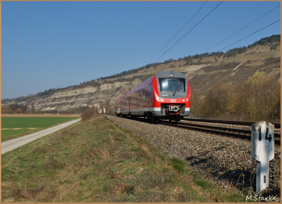 440 810-0 mit einen RB 58035 nach Bamberg bei Thüngersheim am 11.03.14.