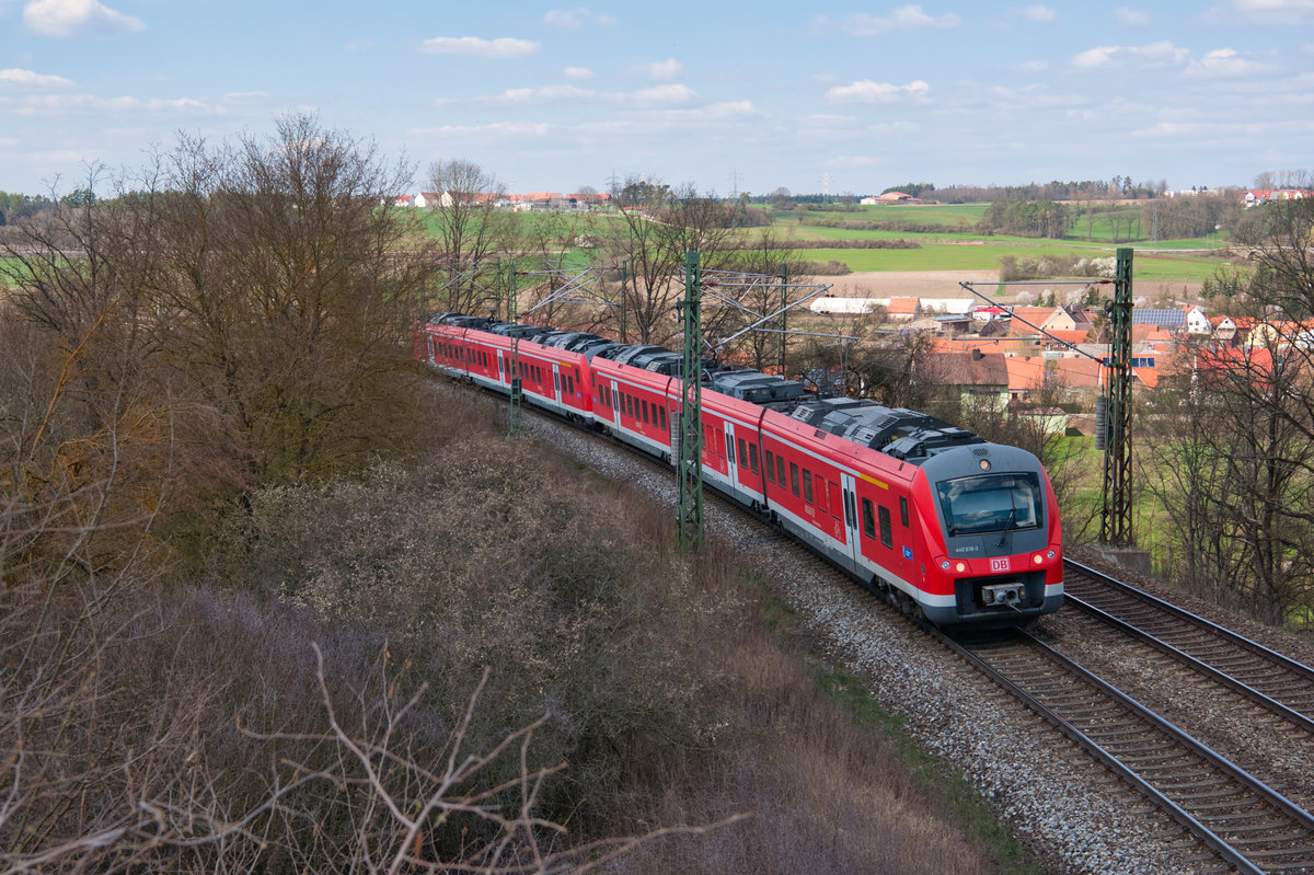 440 818 als RB 58119 von Würzburg Hbf nach Treuchtlingen bei Ansbach, 07.04.2019