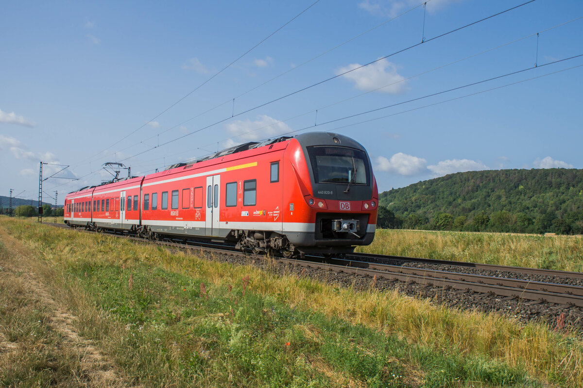 440 820-9 ist am 04.07.2023 auf dem Weg nach Gemünden/M. gesehen bei Himmelstadt.