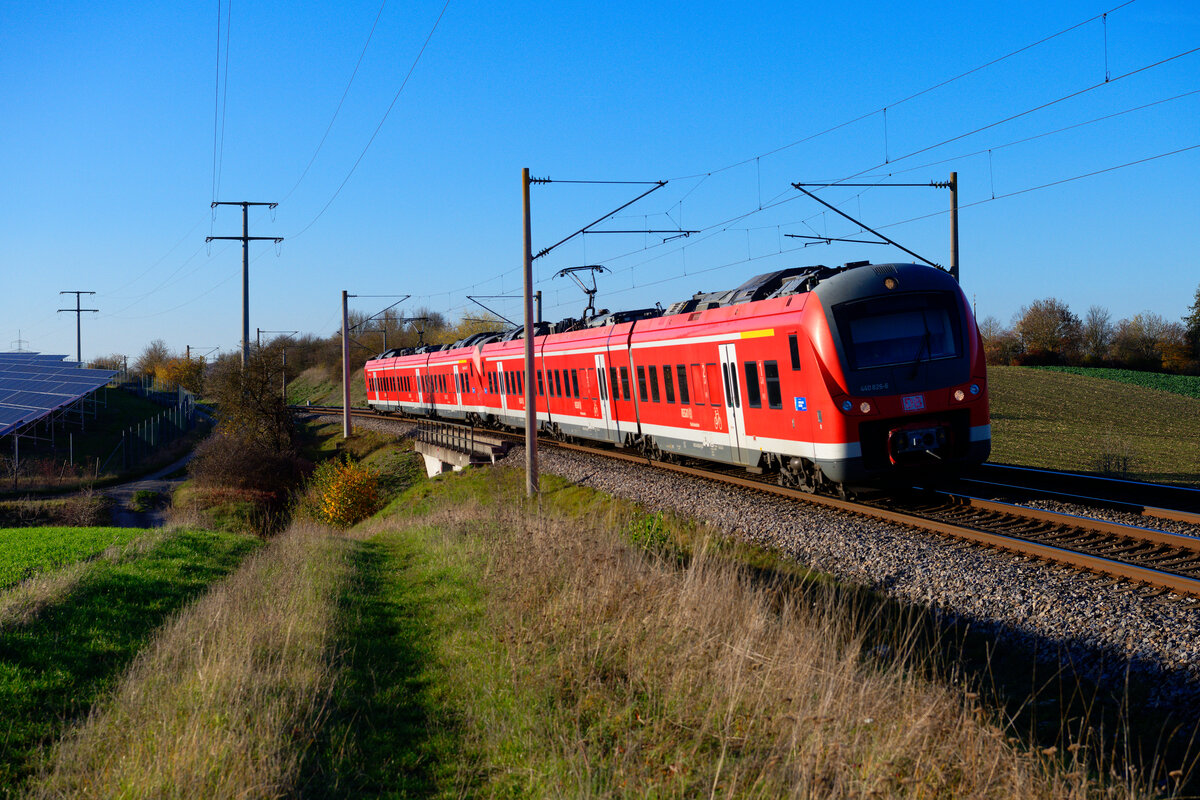 440 826 als RE 58223 (Würzburg Hbf - Nürnberg Hbf) bei Markt Bibart, 05.11.2020