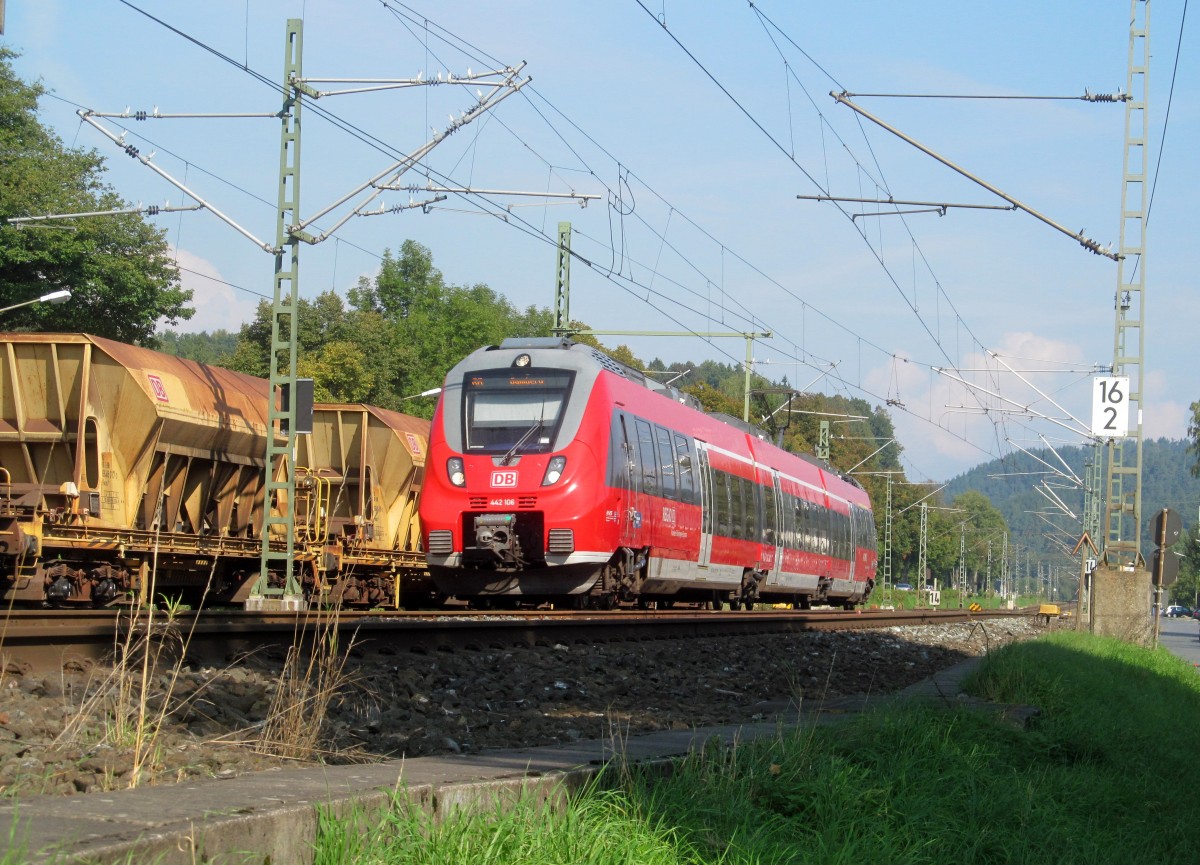 442 106-1 / 442 606-0 erreicht am 07. September 2014 als Regionalbahn nach Bamberg den Bahnhof Kronach.