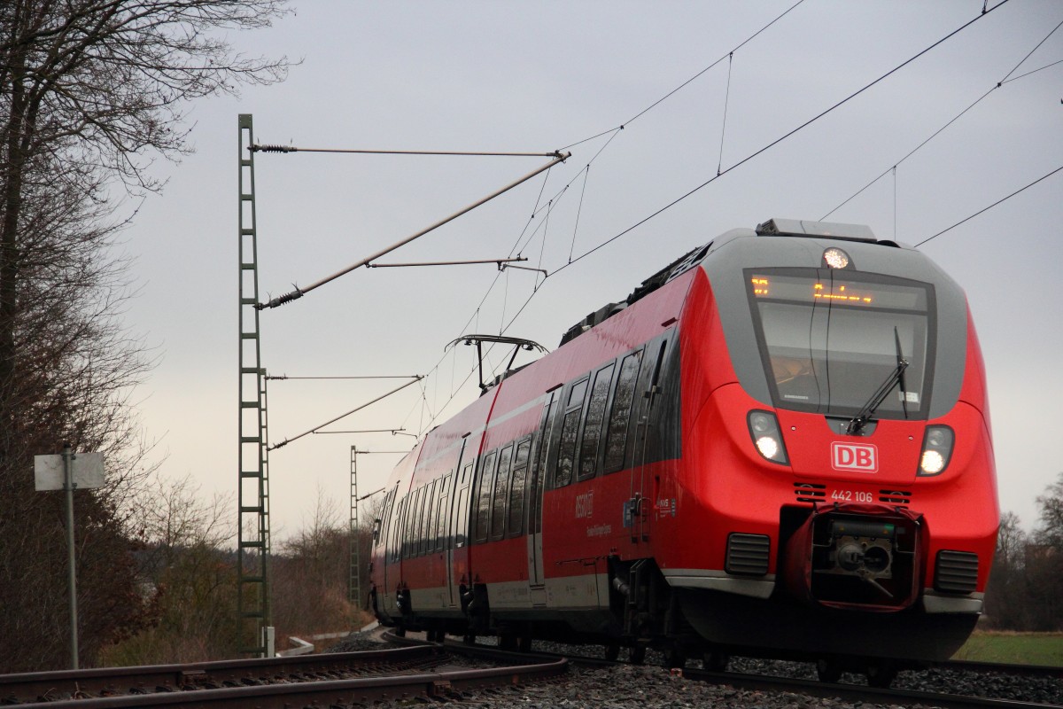 442 106 DB Regio bei Redwitz am 21.02.2014.