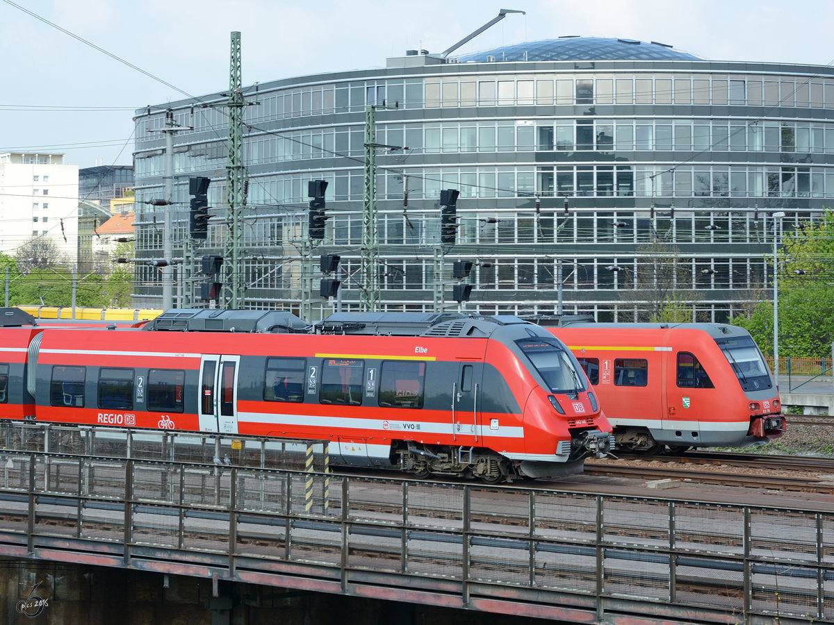 442 146 & 612 110 der DB regio im April 2014 in Dresden.