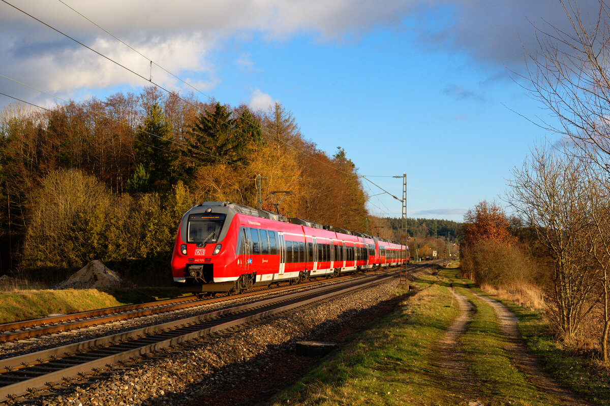 442 225 DB Regio als S3 (Neumarkt (Oberpf) - Nürnberg Hbf) bei Postbauer-Heng, 16.03.2021