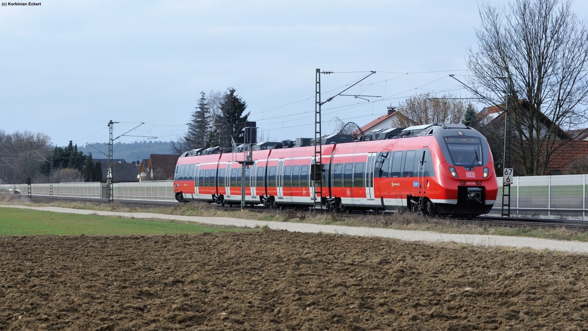 442 240 mit der S4 39349 nach Neumarkt Opf. in Pölling, 03.03.2014