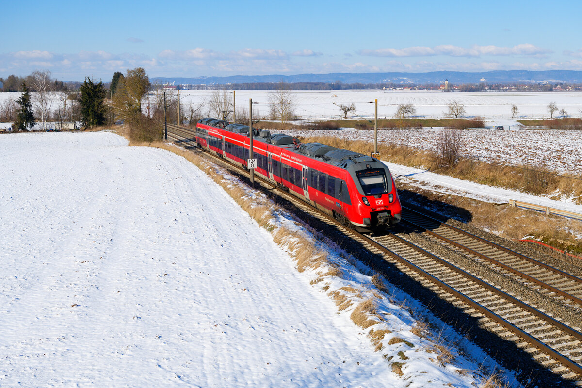 442 263 DB Regio als Airport-Express (Regensburg Hbf - München-Flughafen) bei Köfering, 13.02.2021
