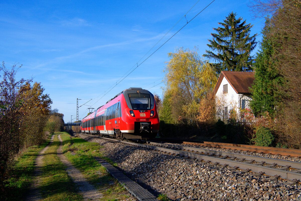 442 267 DB Regio als S3 (Nürnberg Hbf - Neumarkt (Oberpf)) bei Postbauer-Heng, 14.11.2020