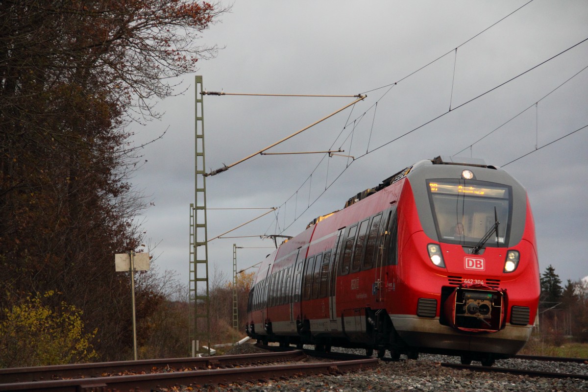 442 304 DB Regio bei Redwitz am 24.11.2013.