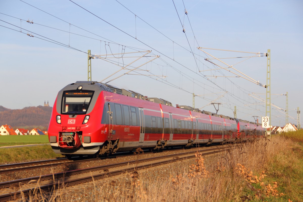 442 308 DB Regio bei Staffelstein am 02.12.2013.