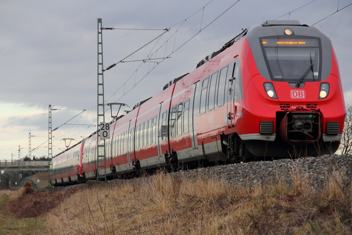 442 308 DB Regio bei Reundorf am 04.03.2015.