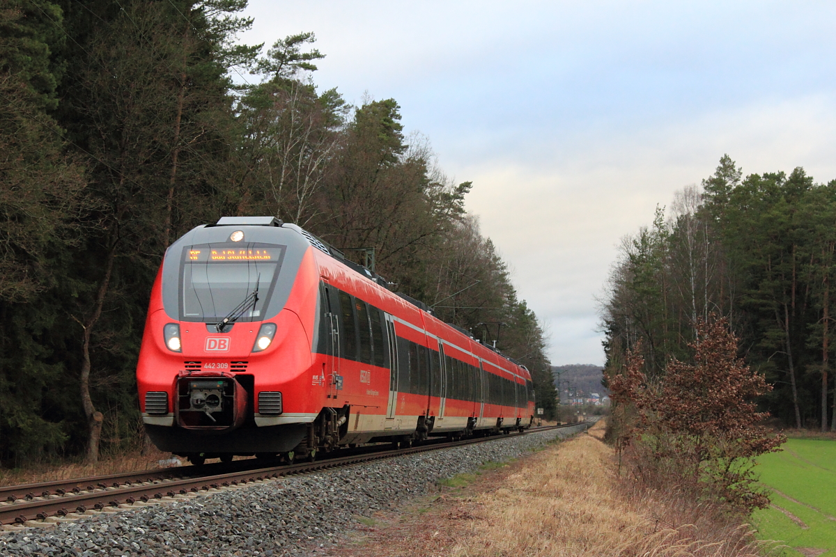 442 309 DB Regio bei Ebersdorf b. Coburg am 22.02.2015.