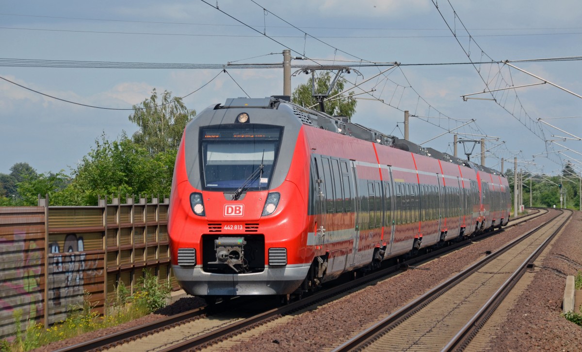442 313 war am 12.07.13 von Dresden auf dem Weg nach Leipzig. Hier durchfhrt der Hamster Bennewitz.