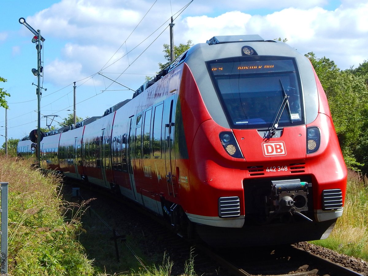 442 348 als RE9 in Sassnitz am 13.07.2017