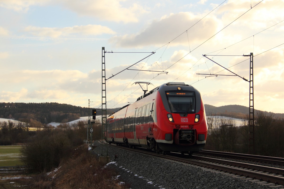 442 607 DB Regio bei Redwitz am 08.02.2015.