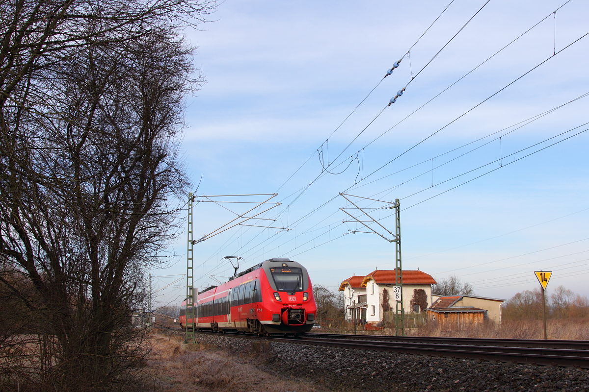 442 607 DB Regio bei Trieb am 25.02.2017.