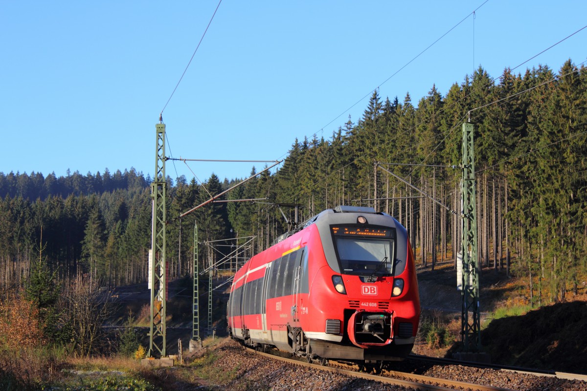 442 608 DB Regio bei Steinbach im Frankenwald am 03.11.2015. 