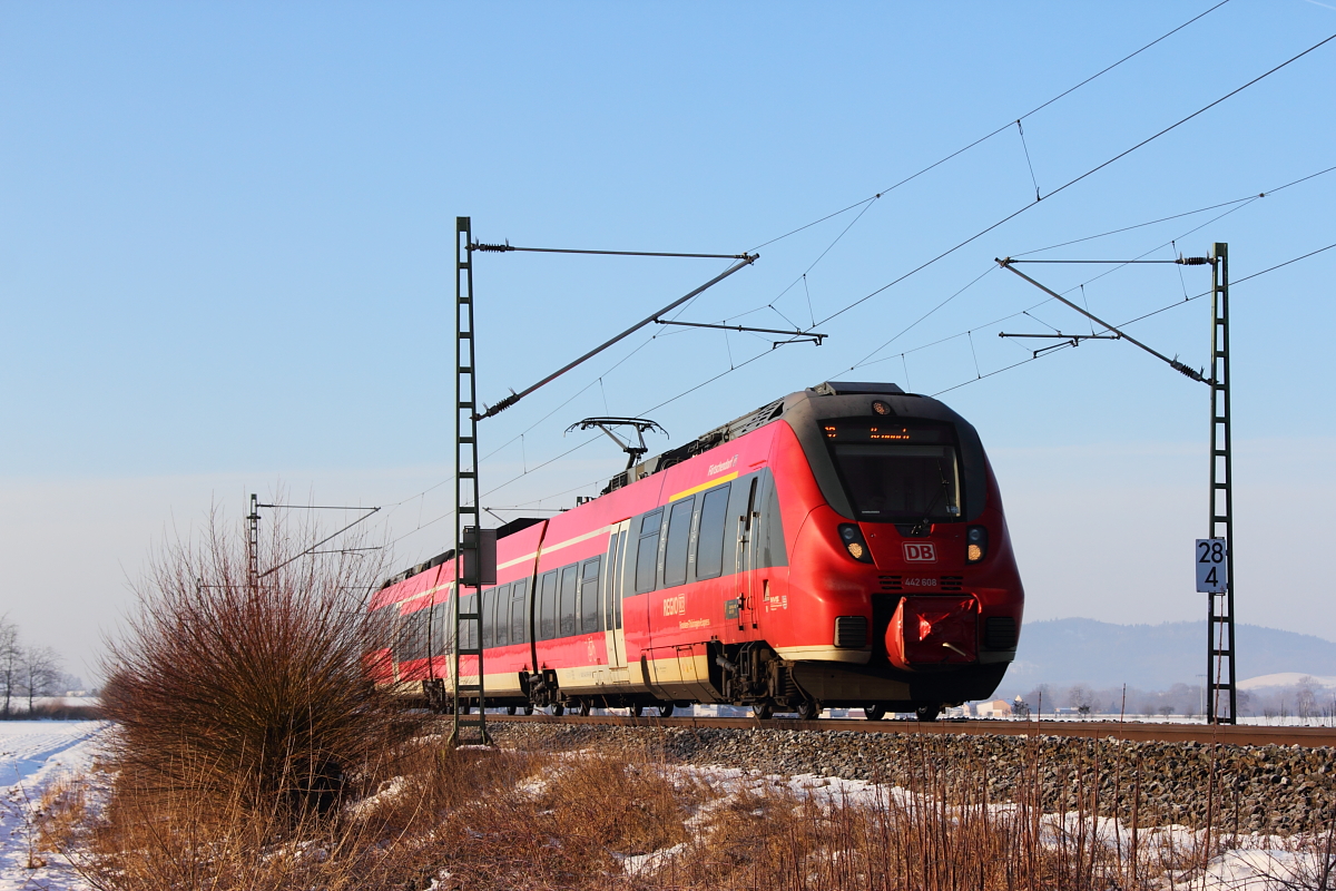 442 608 DB Regio bei Lichtenfels am 27.01.2017.