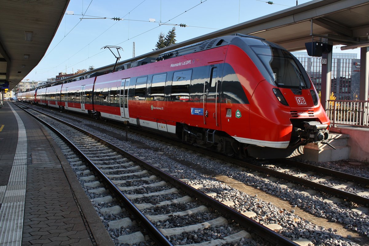 442 719-1  Neumarkt i.d.Of.  steht am 15.11.2018 als S4 nach Ansbach im Nürnberger Hauptbahnhof.