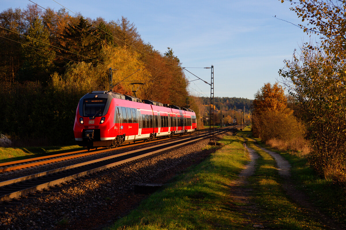 442 735 DB Regio als S3 (Neumarkt (Oberpf) - Nürnberg Hbf) bei Postbauer-Heng, 14.11.2020