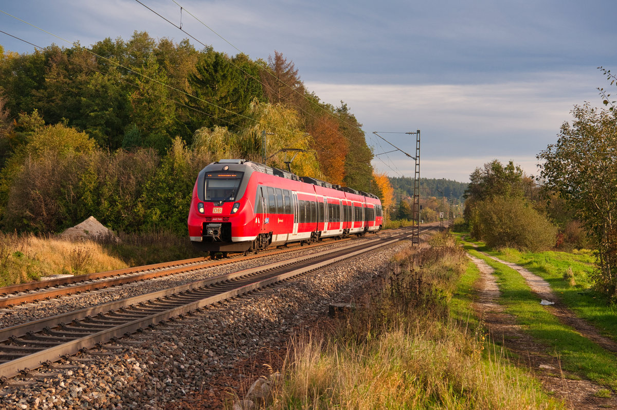 442 746 als S3 39358 (Neumarkt (Oberpf) - Nürnberg Hbf) bei Postbauer-Heng, 20.10.2019