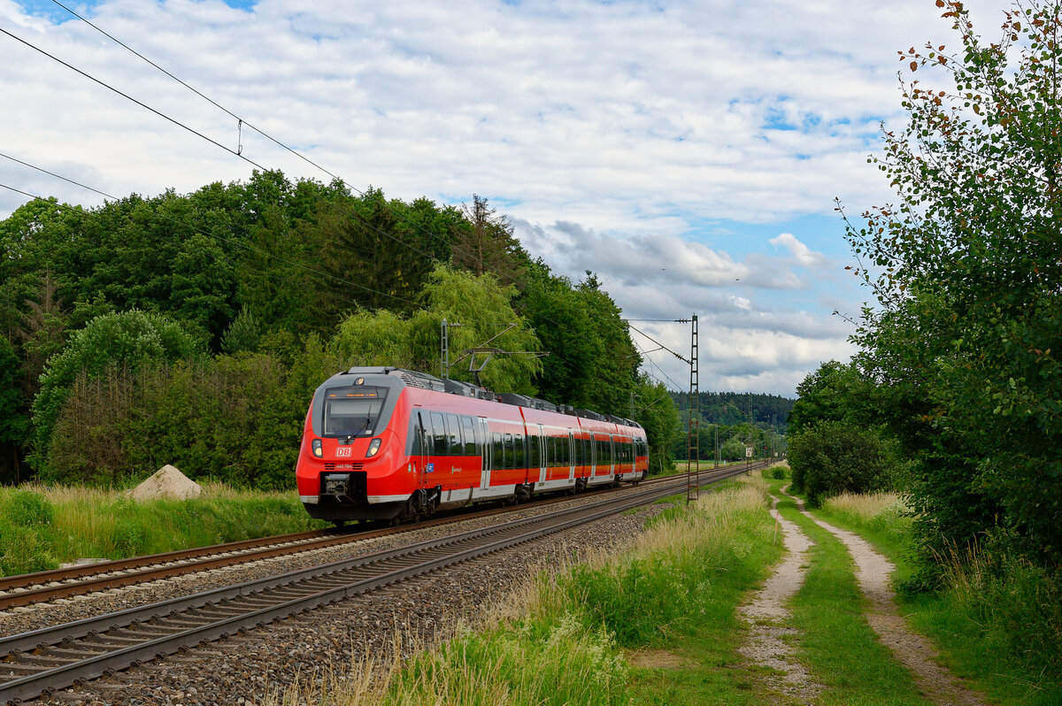 442 764 als S3 (Neumarkt (Oberpf) - Nürnberg Hbf) bei Postbauer-Heng, 28.06.2020