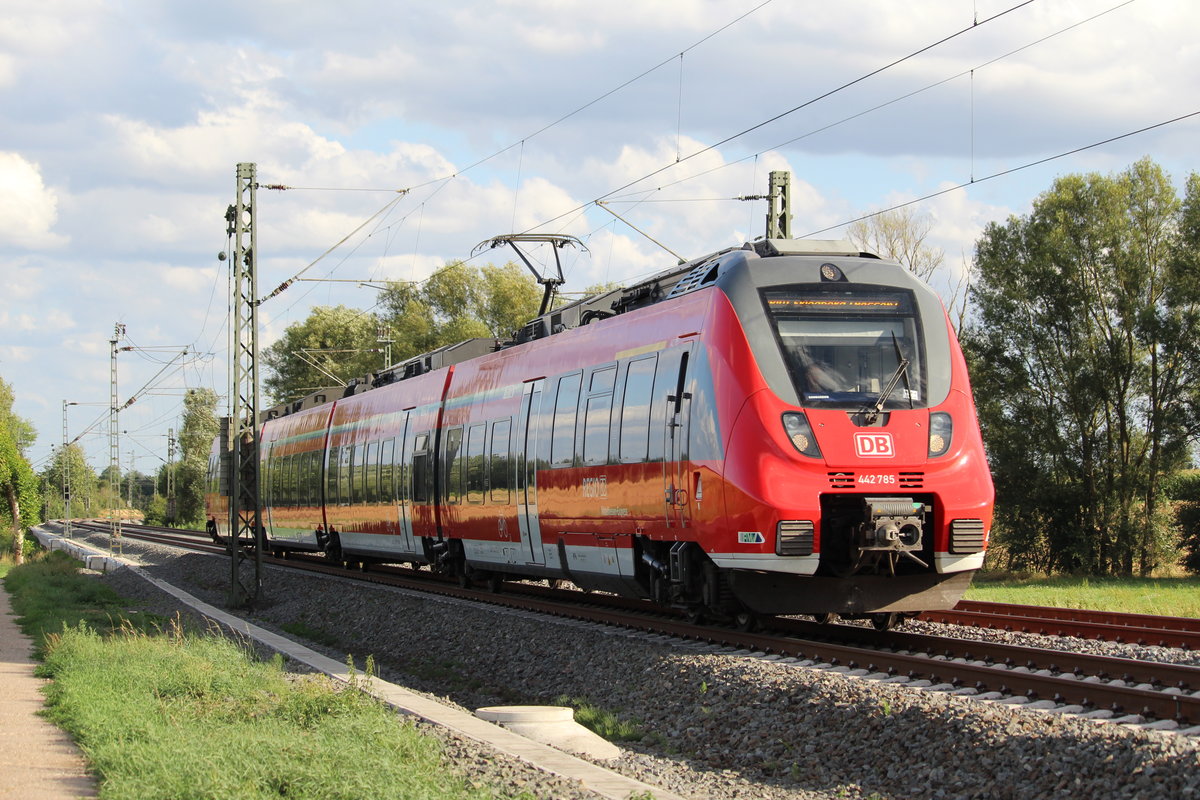 442 785 auf der Bahnstrecke Friedberg-Hanau bei Bruchköbel am 10. August 2019