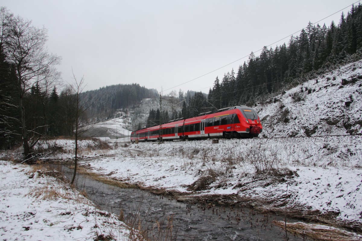 442 806 DB Regio im Frankenwald bei Steinbach am Wald am 24.01.2015.