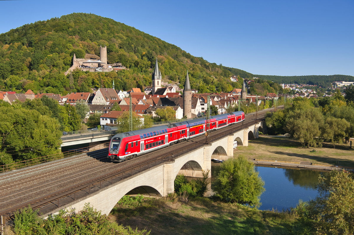 445 053 als RE 4624 (Bamberg - Frankfurt (Main) Hbf) bei Gemünden, 21.09.2019