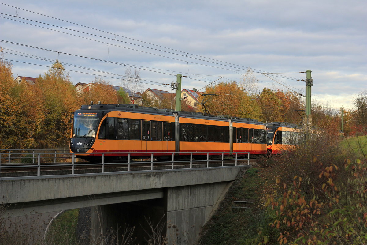 450 937 als S4 nach Karlsruhe Albtalbahnhof am 13.11.2020 bei Öhringen-Cappel. 