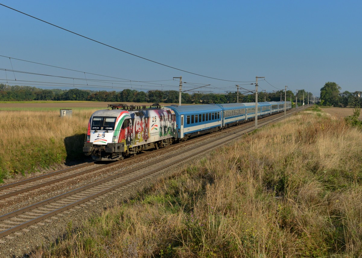 470 003 mit EC 149 am 01.09.2015 bei Gramatneusiedl.