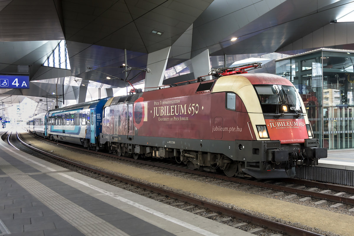 470 004  Jubileum-650  brachte am 14.03.2021 den EC 140 nach Wien Hbf. 