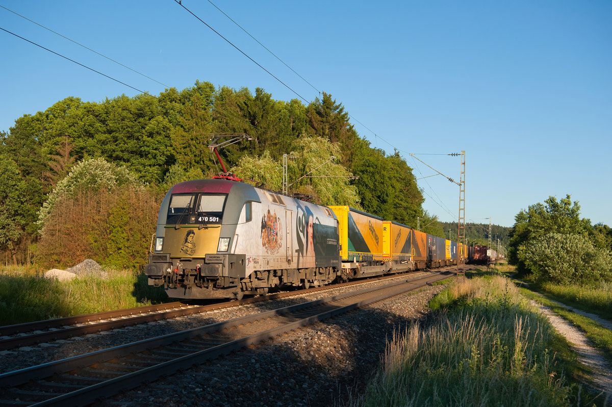 470 501  Sissi  mit dem Gartner-KLV bei Postbauer-Heng Richtung Karlsruhe, 27.06.2019