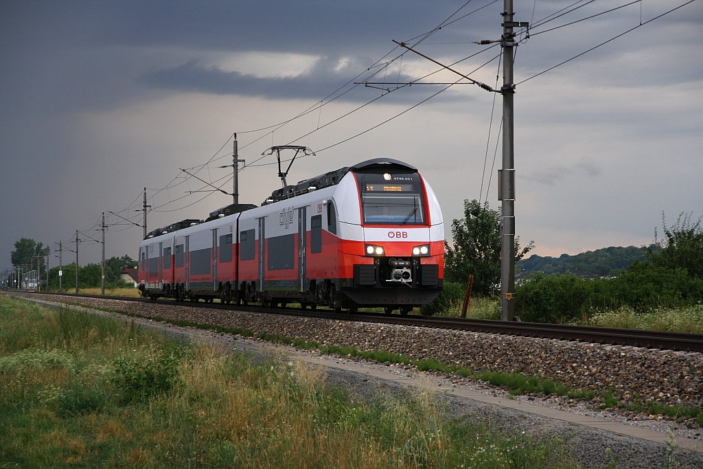 4746 051-3 am 07.Juli 2019 als S4-Zug 29809 (Absdorf-Hippersdorf - Mödling) bei Gaisruck.