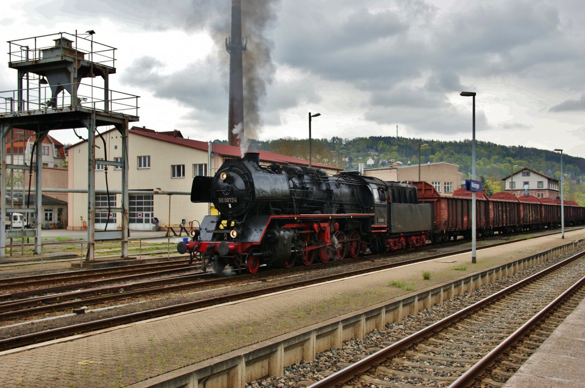 50 0072-4 im Bhf. von Meiningen/Thr. mit einen Güterzug Richtung Eisenach am 11.04.14.