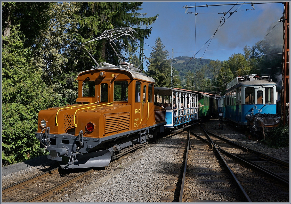 50 Jahre Blonay Chamby - MEGA BERNINA FESTIVAL: Die RhB Ge 2/2 161  Asnin  Eselchen führte auch einige Züge Chaulin - Chamby - Chaulin. Das Bild zeigt die wunderschön hergerichtete Lok bei der Ankunft in Chaulin am 8. Sept. 2018.