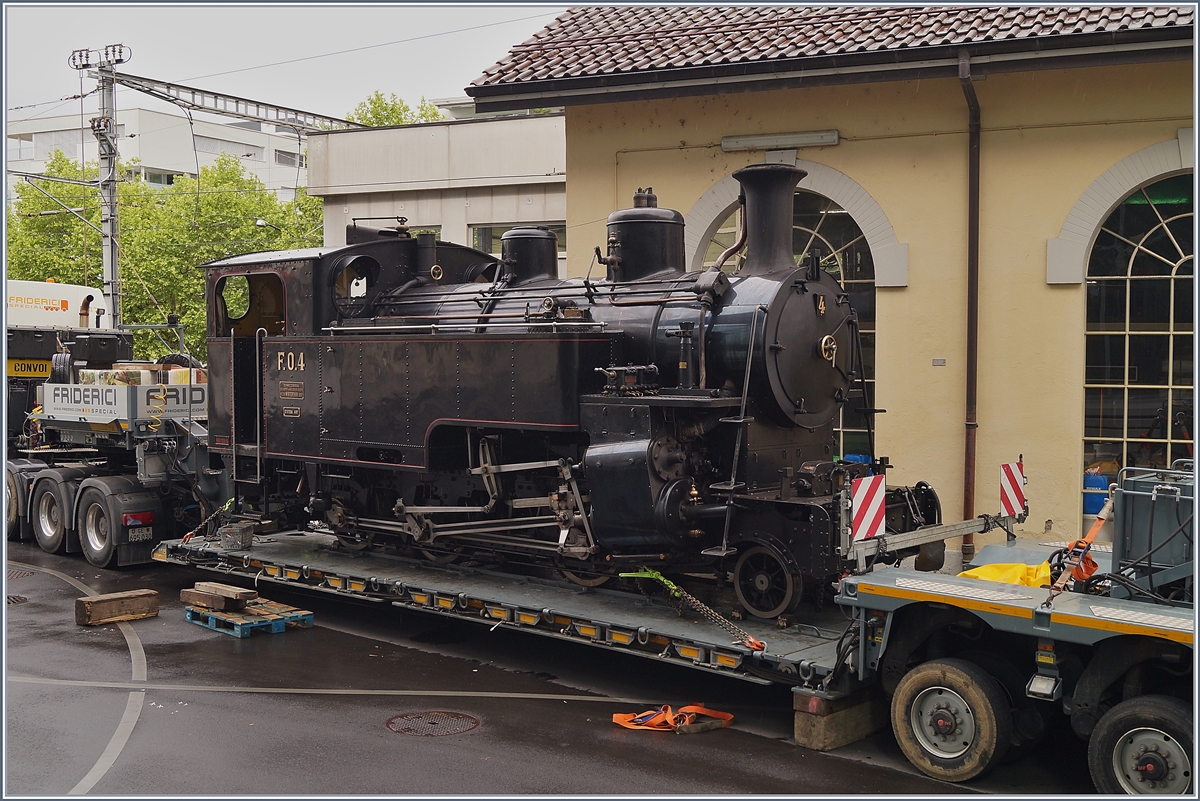 50 Jahre Blonay - Chamby; Mega Steam Festival: Auch wenn das gelungene MSF schon seit einer Woche vorbei ist, konnte ich doch noch ein paar letzte Bilder machen: Die FO HG 3/4 N° 4 ist nun Heimreise verladen und wird nun bald wieder in ihrer schöne Heimat dampfen. 
einen Herzlichen dank der Lok (und ihrer Mannschaft) für den Besuch an der Riviera. 
28. Mai 2018