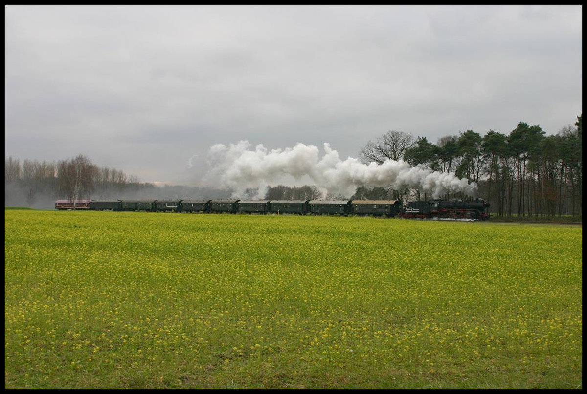 503655 ist hier am 15.12.2007 mit einem Sonderzug von Eisenbahntradition zwischen Versmold und Bad Laer unterwegs. Dort holt er weitere Besucher für den Weihnachtsmarkt in Osnabrück ab und fährt anschließend über die Strecke der Teutoburger Wald Eisenbahn bis Lengerich und ab da über die Rollbahn nach Osnabrück.